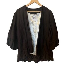 Women's Walter Kimono Jacket SZ XS Wool‎ Brown Ruffle